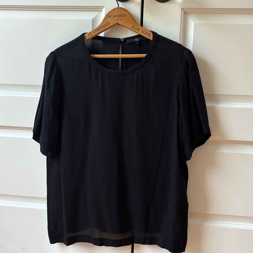 Tibi Black Crepe Top size 10